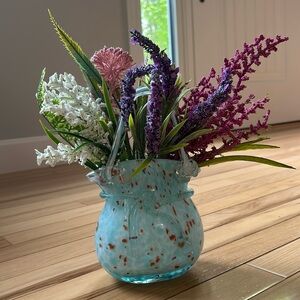 Handbag design vase, decanter, planter, decor of heavy glass with lovely details